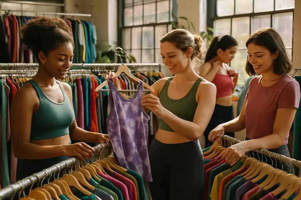 Circular Activewear pieces sorted for resale, repair and textile recycling
