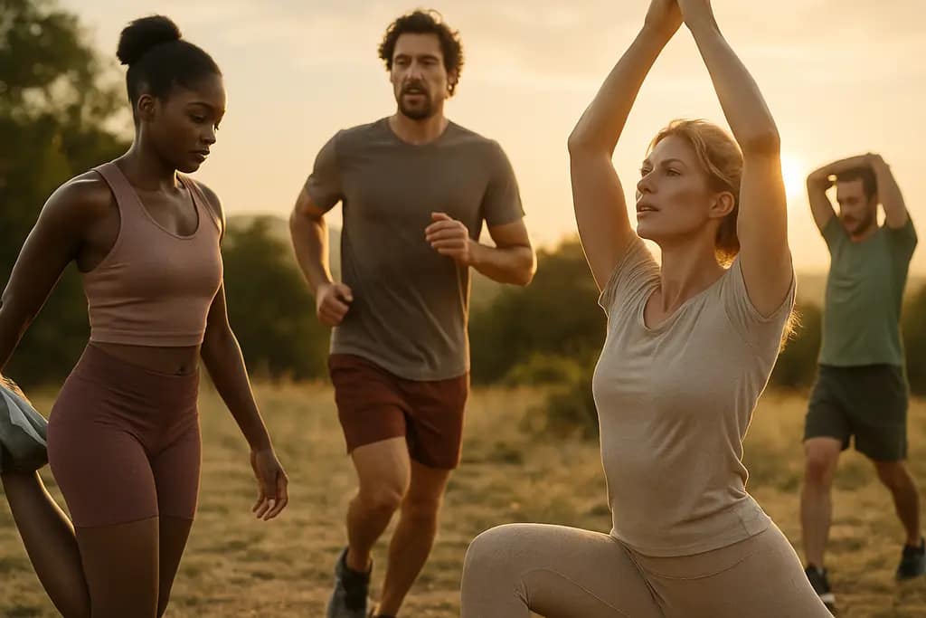 cellulosic activewear fibers laid beside a sports bra and folded leggings
