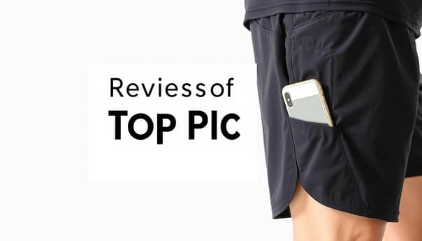 Highly detailed image of a pair of black running shorts with practical phone pockets, shot in a bright, natural lighting environment. The shorts are displayed against a plain white background, allowing the key features to be clearly visible. The pockets are shown in close-up, highlighting their size, placement, and accessibility. The material, stitching, and overall construction of the shorts are showcased to demonstrate their high-quality, durable design. The image conveys a sense of functionality and practicality, making it an ideal visual representation for a "Reviews of Top Picks" section on finding the perfect running shorts. Highly detailed image of a pair of black running shorts with practical phone pockets, shot in a bright, natural lighting environment. The shorts are displayed against a plain white background, allowing the key features to be clearly visible. The pockets are shown in close-up, highlighting their size, placement, and accessibility. The material, stitching, and overall construction of the shorts are showcased to demonstrate their high-quality, durable design. The image conveys a sense of functionality and practicality, making it an ideal visual representation for a "Reviews of Top Picks" section on finding the perfect running shorts.